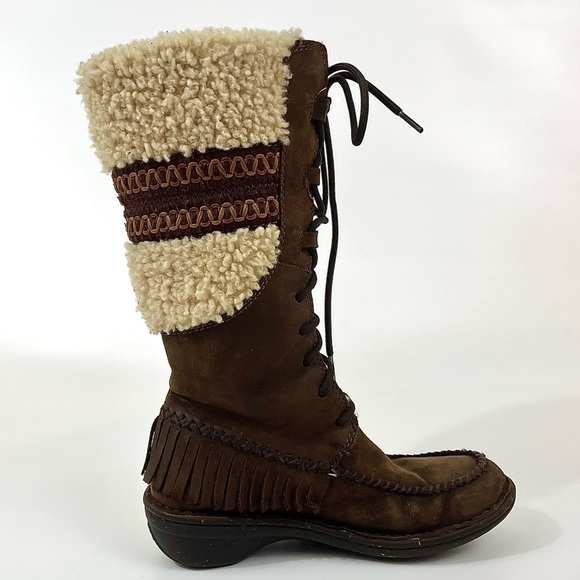 UGG Shoreline 5752 Women Size 5 Brown Leather Sheepskin Winter Boots - Picture 3 of 12